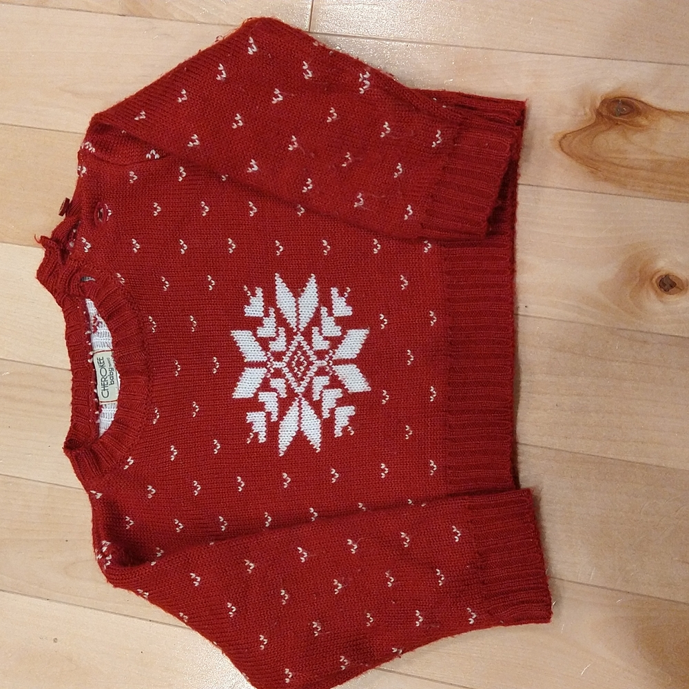 4/20$ 6/12m red white wintery sweater - Picture 2 of 5